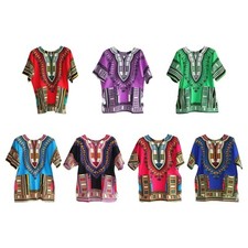 Men Women African Dashiki Shirt Colorful Classical Large Festival Floral Print