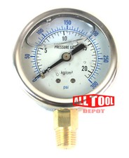 Liquid Filled 2.5" Air Pressure Gauge Side Mount 1/4" NPT 2-1/2" Dial - 0 to 300