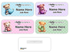 Hello My Name Is Badge Student Nurse Midwife GP Doctor Polka Dot Bear 02