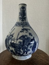 Chinese Blue and White “Yuhuchunping” Vase, Kangxi Revival Style, Hand-Painted