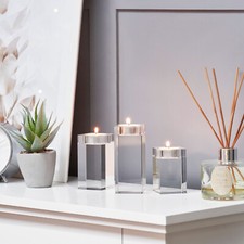 Crystal Tealight Holder Set Clear Glass Candle Holder For Dining Table