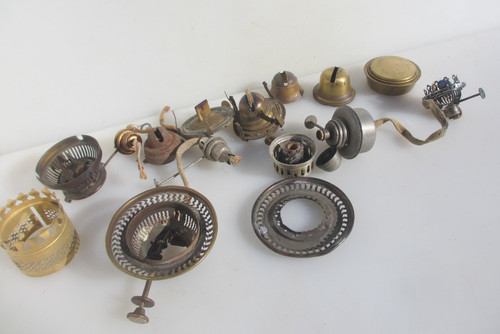 Antique brass oil lamp - antique,