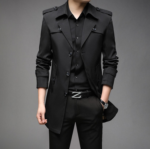 Men trench coat notched lapel - men,