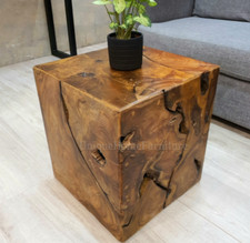 Rustic side table solid teak - side,