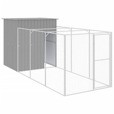 Dog House with Run Dog Cage Pet Kennel Dog Kennel Galvanised Steel vidaXL