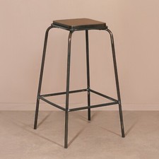 76cm Industrial Style Large Lab Metal Frame Raw Lacquer Steel Bar Stool