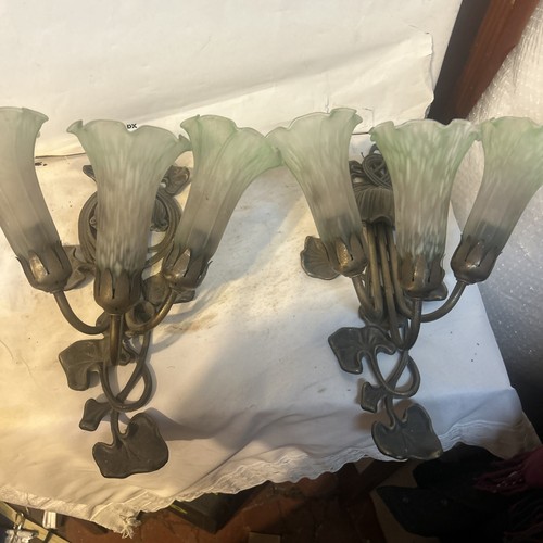 Pair brass art nouveau - art, style