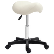 HOMCOM Saddle Stool Adjustable Rolling Salon Chair for Massage Spa Beauty White