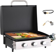 Portable 3 Burner Table Flat Top Griddle Propane Gas BBQ Griddle Camping Grill