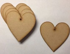 Wooden 70mm (7cm) laser cut 3mm MDF Hearts blank craft shape sign with hole