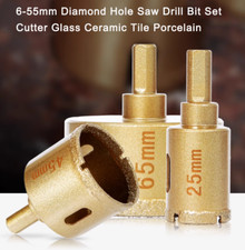 6-55mm Diamond Hole Saw Drill Bit Set Maker Cutter Glass Ceramic Tile Porcelain