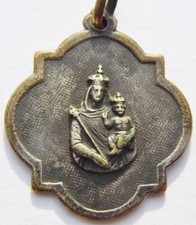 Rare Antique Silver Holy Medal Our Lady of The Oak N.D du Chene Madonna & Child