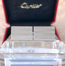 Cartier Cufflinks Chevron Decor 925 Sterling Silver with Box