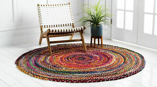 Rug 100 cotton round natural - cotton,