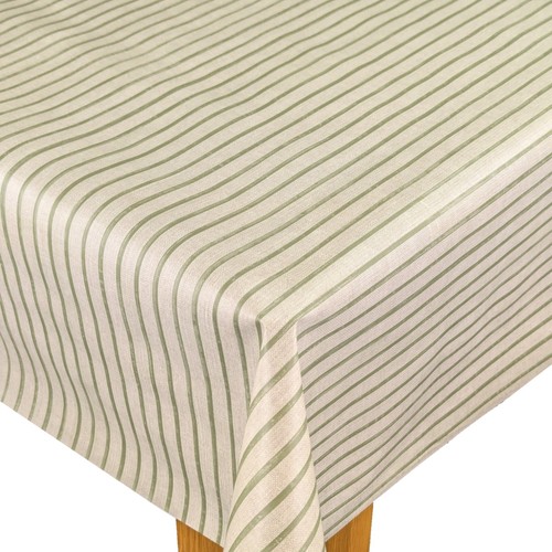 Linen effect green stripe pvc - linen,