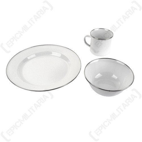 Enamel camping dinner set - enamel, 12