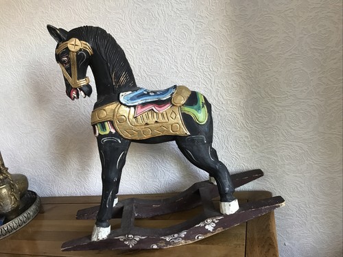 Antique wood carved rocking - wood,