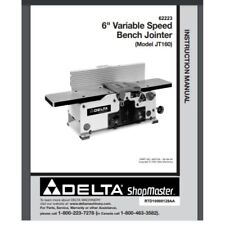 Delta JT160 6" Variable Speed Bench Jointer Instruction Manual 21 pages bound