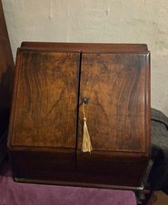 Antique Victorian Walnut Stationery Cabinet Writing Box Letter Rack Desk Tidy