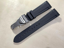 Premium Tudor 22mm black rubber watch strap band with deployment clasp for Tudor