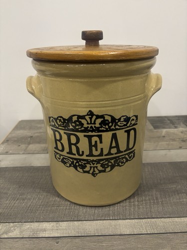 Stoneware pottery bread crock - pottery,