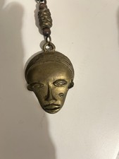 African Brass Mask Pendant Tribal Jewelry