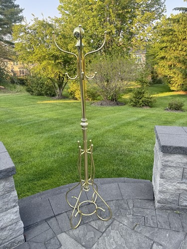 Vintage brass tone hall tree - brass,