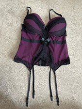 Topmelon 4x Bustier Purple Black With Hosiery Stocking Clips