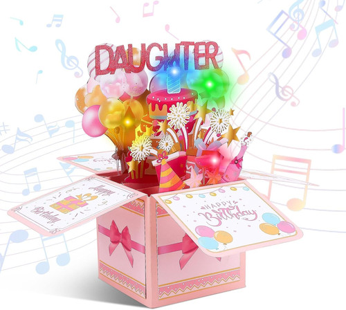 Daughter birthday card with - 3d,