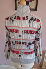 Adidas Originals Jacket Mens XS Grey Red La Palm Firebird All Over Graphic Print