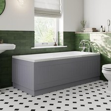 Grey Gloss Bath Panel 1700mm - Tongue & Groove Side MDF Bathroom
