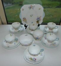 Shelley Fine Bone China Wild Flowers 13668 21PC Cups Saucers Floral Sprays 1950s