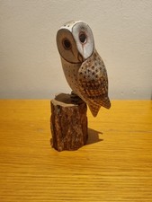 Barn Owl Hand Carved Painted