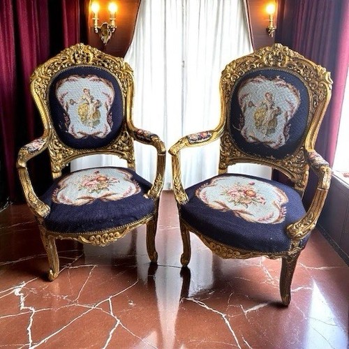 Pair antique giltwood - of,
