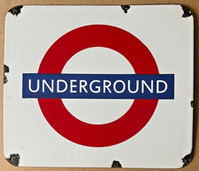 Genuine London Transport Underground Roundel Sign. Enamel On Steel 38 x 33cm