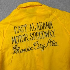 Vintage 70s East Alabama Motor Speedway Jacket Mens L Yellow Chain Stitch Racing