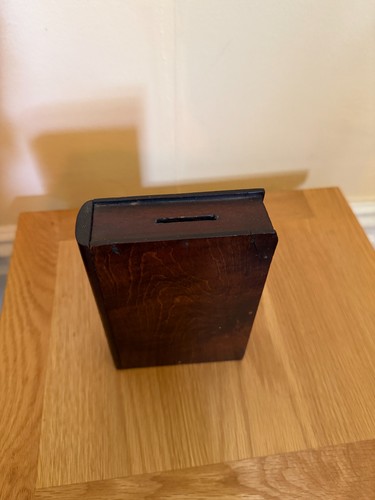 Vintage wooden book money box - wooden,