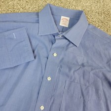 Brooks Brothers Mens 16.5-34 Solid Blue Button Up Long Sleeve French Cuff