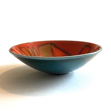 Poole Pottery Delphis Bowl, Shaped 56, by Cynthia Bennett- Teal Outer Glaze Dish