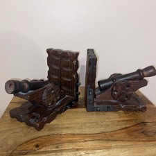 Pair of Dark Wood Cannon