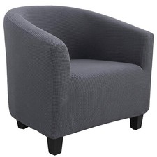 Armchair Tub Chair Stretch Knitted Fabric Slip Cover - Grey