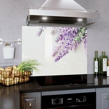 Glass Splashback Kitchen Wall Cooker Panel Hob Tile ANY SIZE Lavender Flower