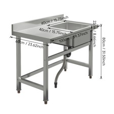 Commercial Sink Stainless Steel Kitchen Wash Table Catering Worktop Drainer Unit