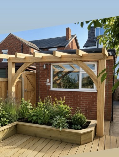 Handcrafted green oak pergola - green,
