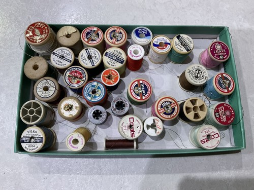 Vintage sewing cotton reels - vintage,
