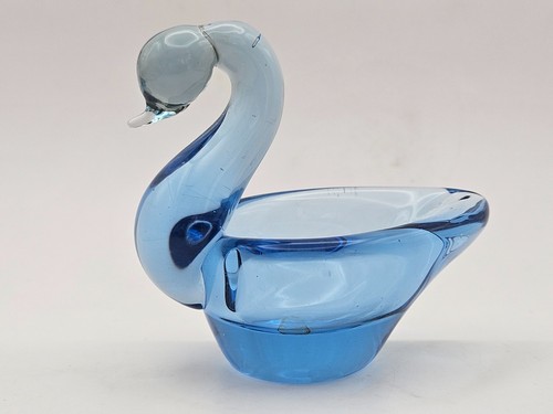 Small blue glass - swan, ashtray