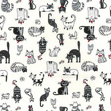 100% Cotton Craft fabric by the metre dress Fat Quarter animals cat ivory  1