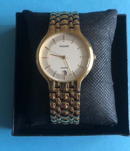 Gents gilt pulsar quartz - gilt,