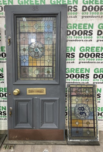 Stained glass front door - glass, 1930s