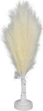 1XPre-Lit Christmas Tree Pampas Feather Cream Table Lamp LED B/O Xmas Decor 70cm